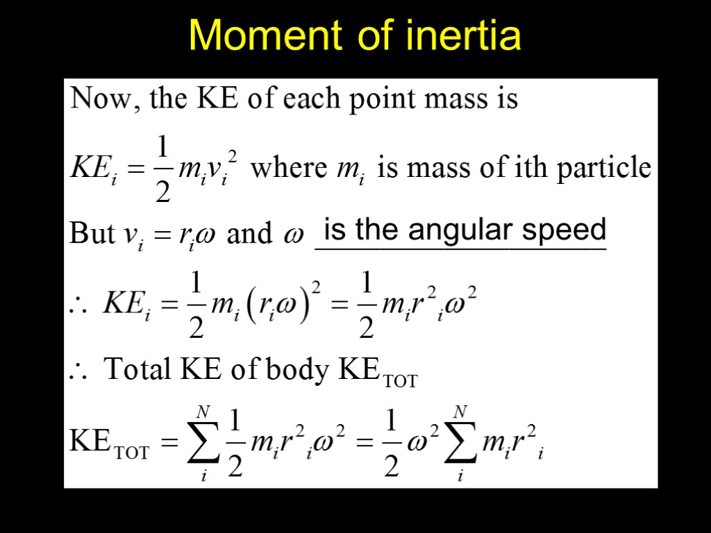Moment of inertia is the angular speed